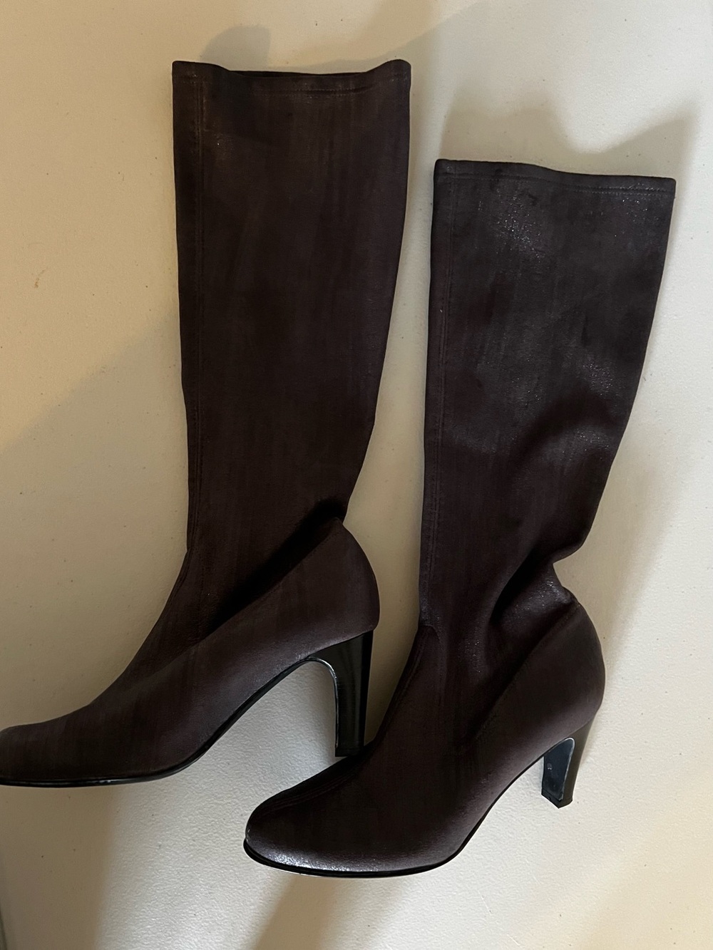 Women's Purple stretch fabric High Heeled Boots